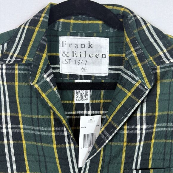 NEW Frank & Eileen Green Plaid EILEEN Flannel Button Up Top Shirt Size XS Preppy - Picture 5 of 12